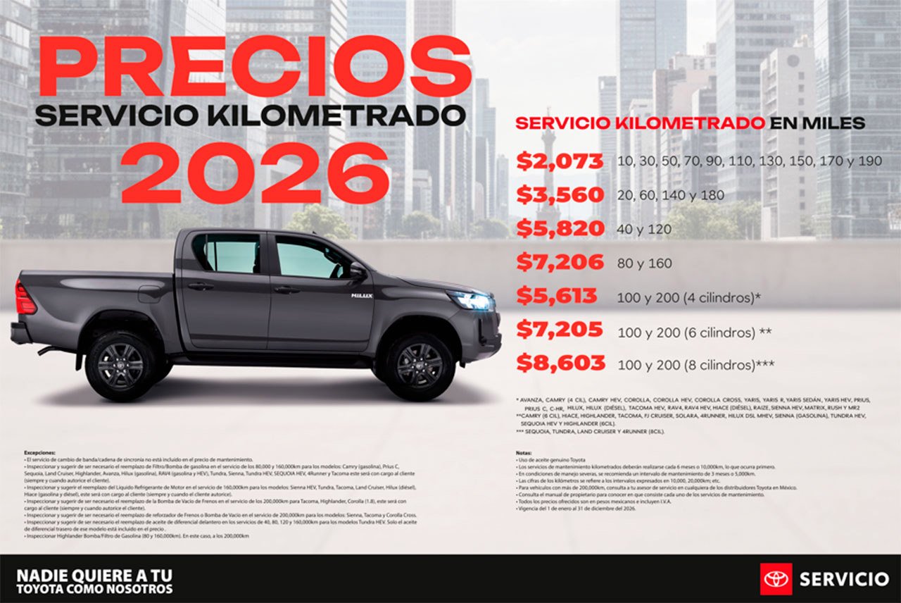 Precios de servicio kilometrado 2025